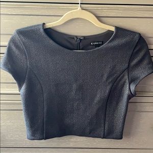 Grey Metallic Crop Top